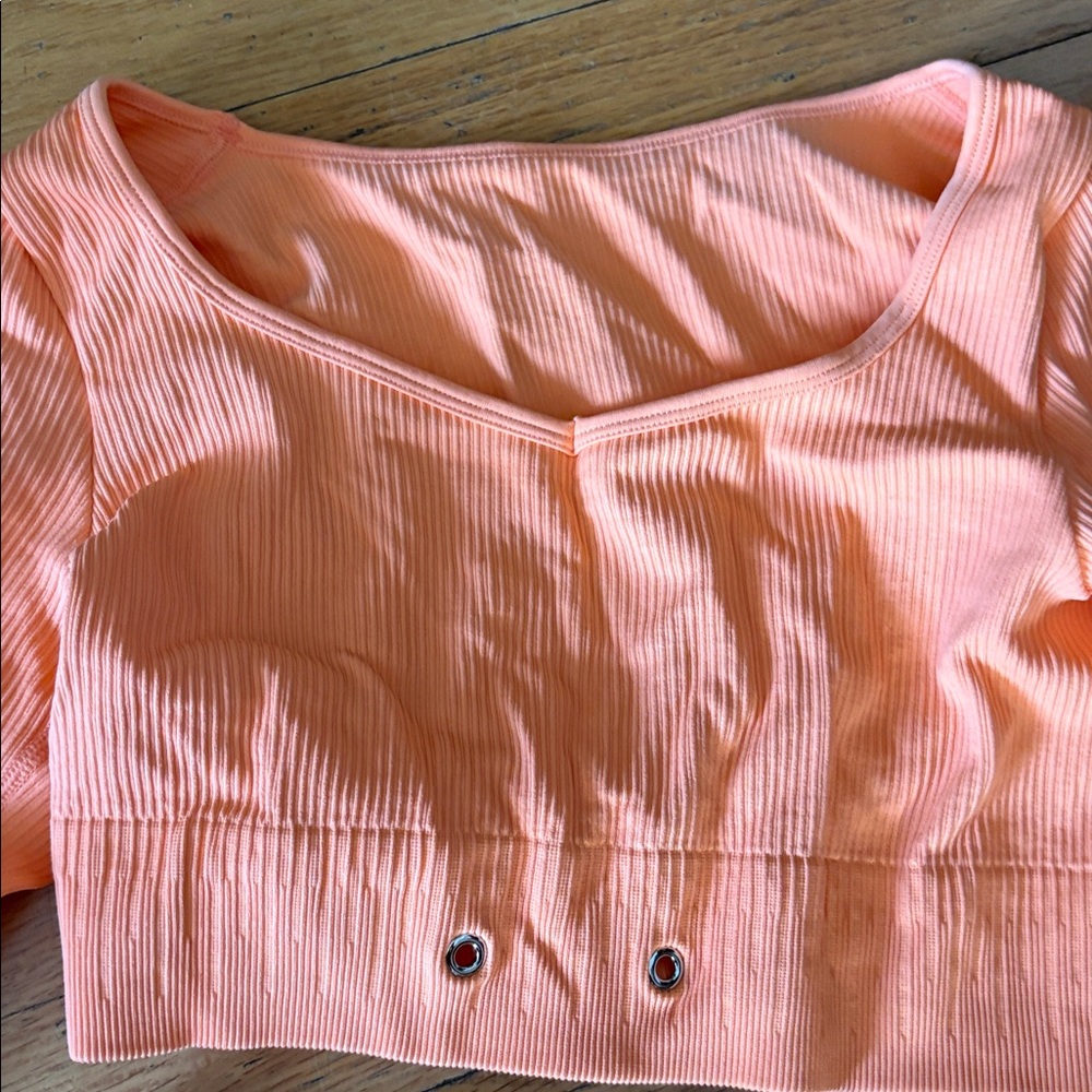 Orange Ribbed Two-Piece Workout Set - Picture 5 of 5